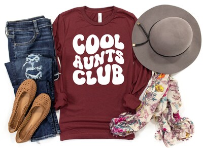 Aunt Shirt Long Sleeve, Cool Aunts Club Shirt, Retro Aunt T Shirt, Aunt Tee, Gift for Aunt, Favorite Aunt - image3